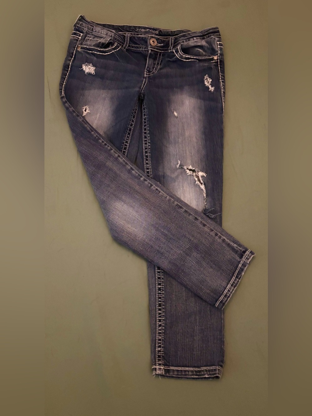Maurices women’s Distressed Blue Jeans